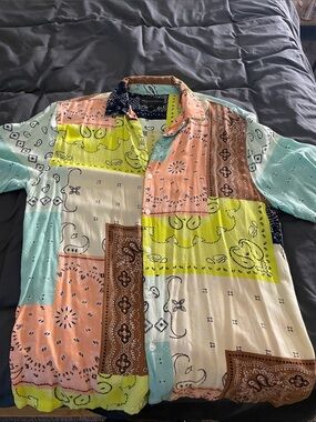 Men's No Boundaries Patchwork Bandana Button-Down Shirt